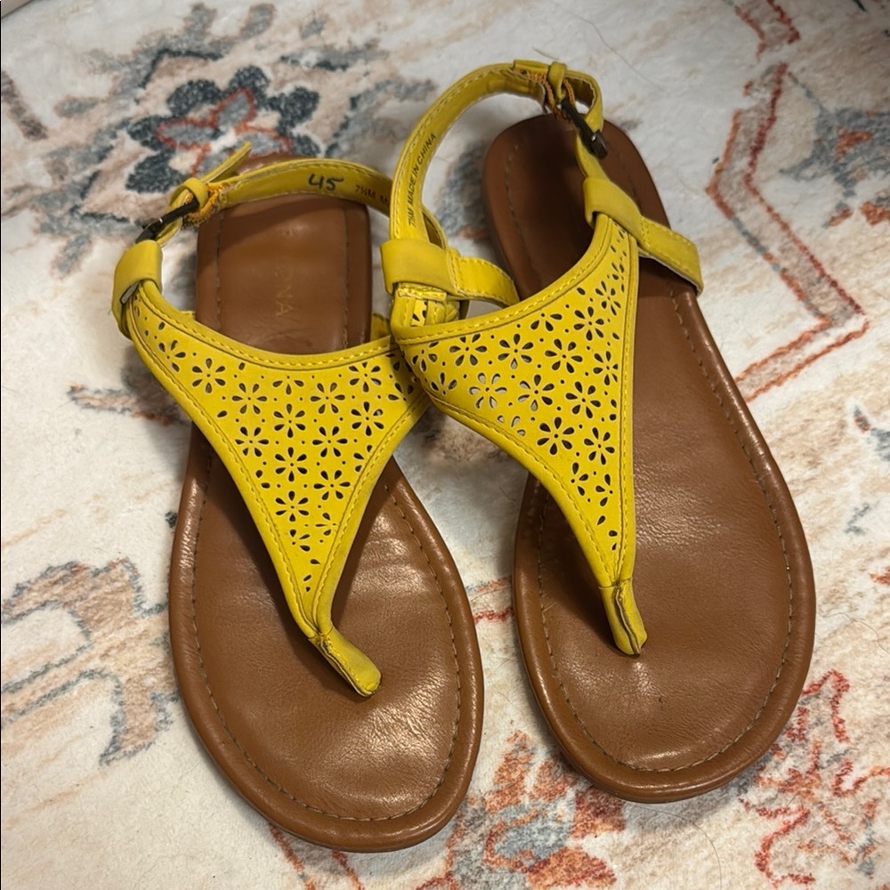 Yellow Floral Cutout Sandals